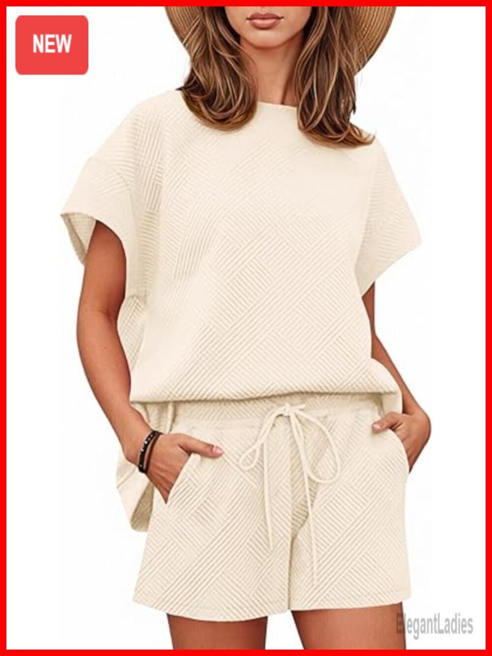 2 Piece Lounge Set Short Sleeve Top & Shorts with Pockets Pajama Set